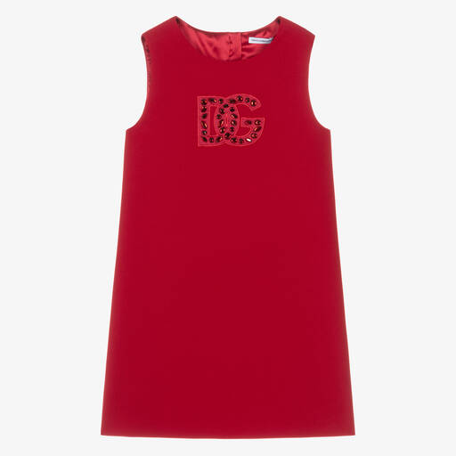 Dolce & Gabbana-Teen Girls Red Rhinestone DG Dress | Childrensalon Outlet