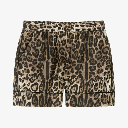 Dolce & Gabbana-Teen Girls Silk Leopard Print Shorts | Childrensalon Outlet