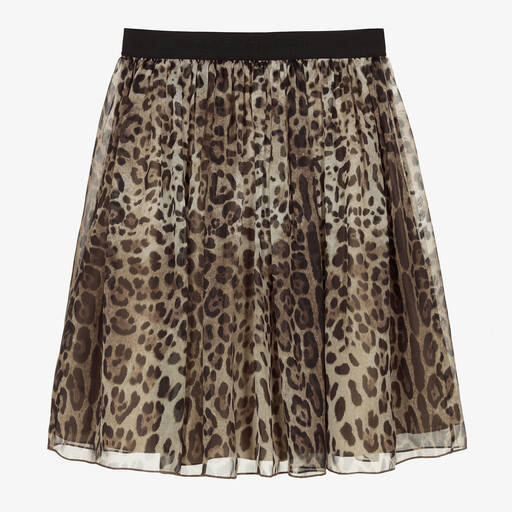 Dolce & Gabbana-Teen Girls Silk Leopard Print Skirt | Childrensalon Outlet