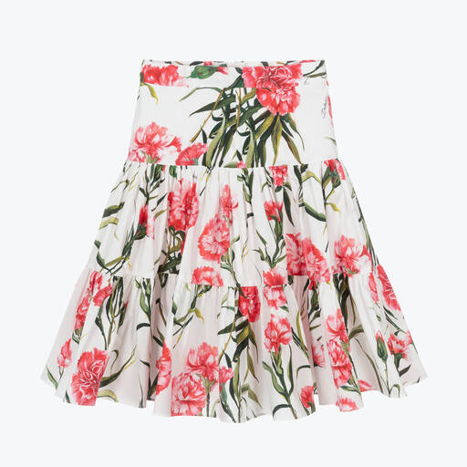 Dolce & Gabbana-Teen Girls White Carnation Print Skirt | Childrensalon Outlet
