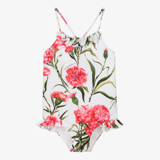 Dolce & Gabbana-Teen Girls White Carnation Swimsuit | Childrensalon Outlet