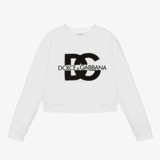 Dolce & Gabbana-Teen Girls White Cotton DG Sweatshirt | Childrensalon Outlet