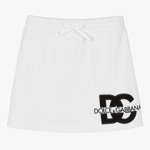 Dolce & Gabbana-Teen Girls White Cotton Jersey DG Skirt | Childrensalon Outlet