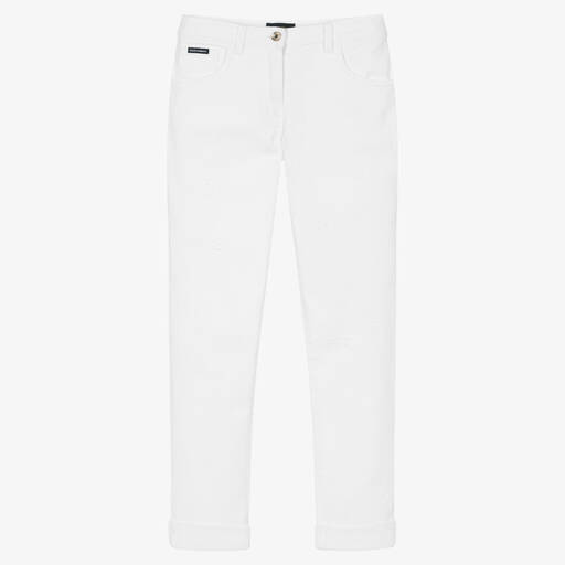 Dolce & Gabbana-Weiße Teen Jeans im Distressed-Look | Childrensalon Outlet