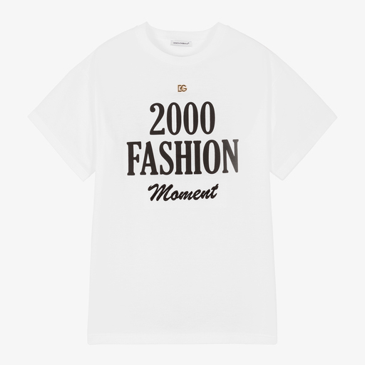 Dolce & Gabbana-Teen Girls White Logo T-Shirt  | Childrensalon Outlet
