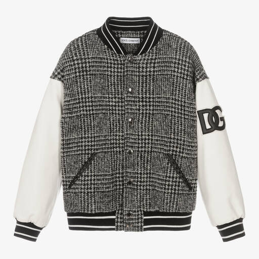 Dolce & Gabbana-Teen Grey Wool Check Jacket | Childrensalon Outlet