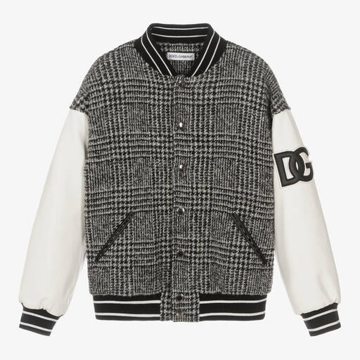 Dolce & Gabbana-Blouson gris à carreaux ado | Childrensalon Outlet