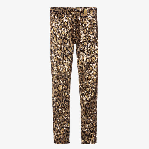 Dolce & Gabbana-Teen Leopard Sequin Leggings | Childrensalon Outlet