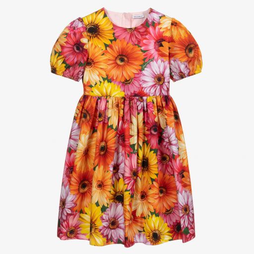 Dolce & Gabbana-Teen Orange Gerbera Dress  | Childrensalon Outlet