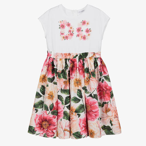 Dolce & Gabbana-Teen Pink Camellia Logo Dress | Childrensalon Outlet