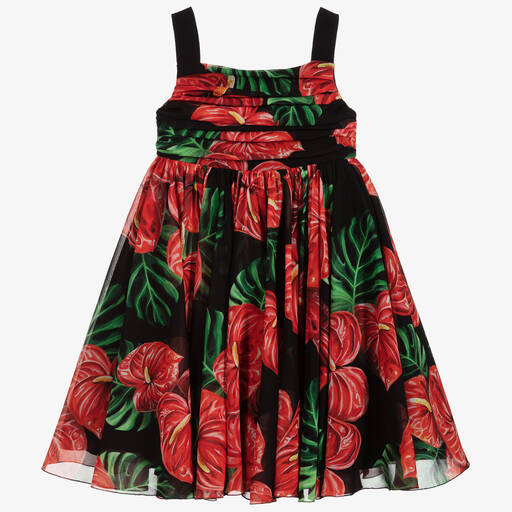 Dolce & Gabbana-Teen Red & Black Silk Dress | Childrensalon Outlet