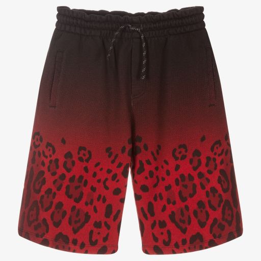 Dolce & Gabbana-Teen Red Leopard Jersey Shorts | Childrensalon Outlet