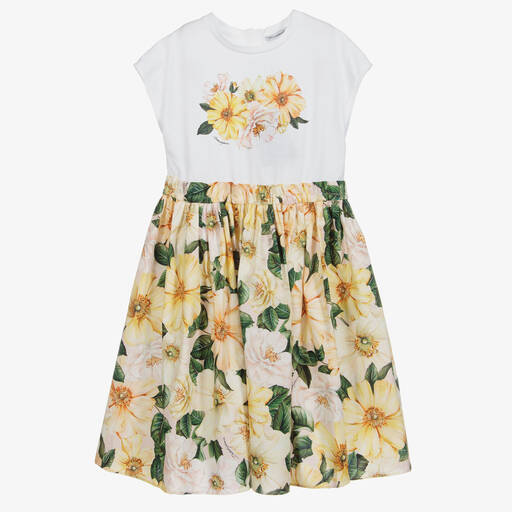 Dolce & Gabbana-Teen Yellow Camellia Dress | Childrensalon Outlet