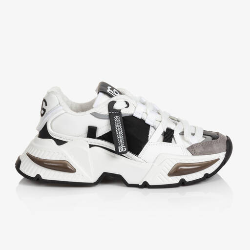 Dolce & Gabbana-White & Black Airmaster Trainers | Childrensalon Outlet