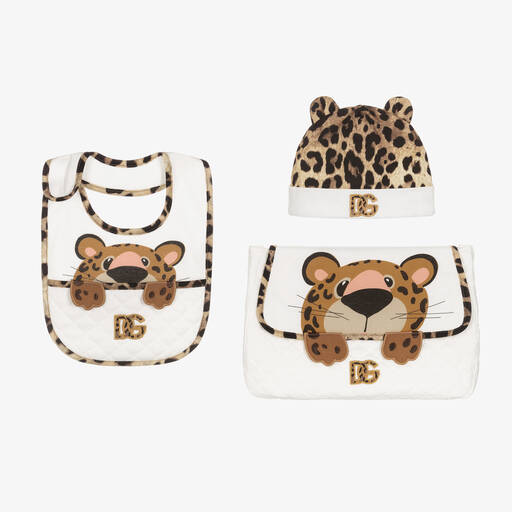 Dolce & Gabbana-White & Brown Leopard DG Baby Gift Set | Childrensalon Outlet
