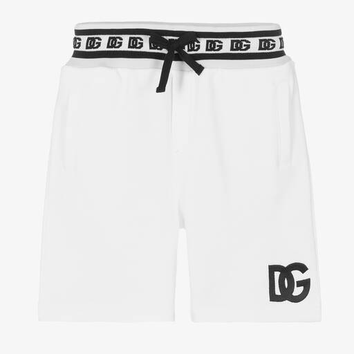 Dolce & Gabbana-White Cotton Logo Shorts | Childrensalon Outlet