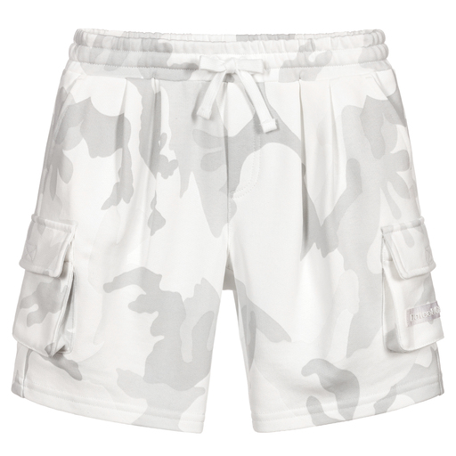Dolce & Gabbana-Short camouflage blanc et gris | Childrensalon Outlet