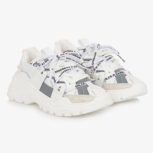 Dolce & Gabbana-White & Grey Space Trainers | Childrensalon Outlet