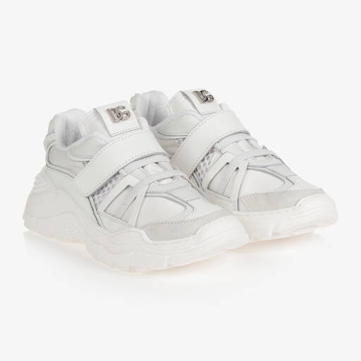 Dolce & Gabbana-White Leather Trainers | Childrensalon Outlet