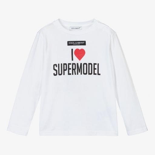 Dolce & Gabbana-White Supermodel Logo Top | Childrensalon Outlet