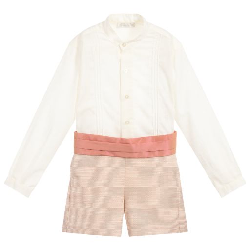 Dolce Petit-Beige & Pink Shorts Set | Childrensalon Outlet