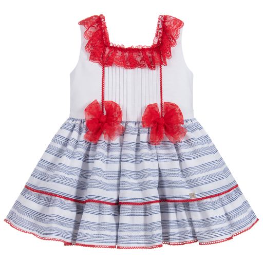 Dolce Petit-Girls White, Red & Blue Dress | Childrensalon Outlet