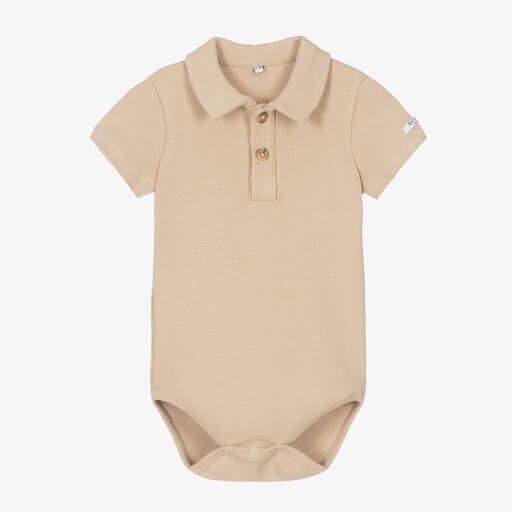 Donsje-Baby Boys Beige Organic Cotton Bodysuit | Childrensalon Outlet