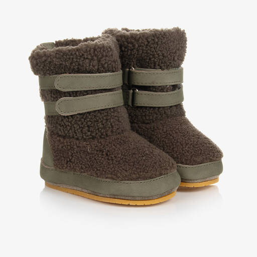 Donsje-Baby Boys Green Bouclé Pre-Walker Boots | Childrensalon Outlet