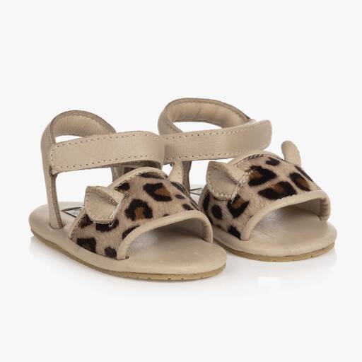 Donsje-Baby Girls Beige Leather Sandals | Childrensalon Outlet