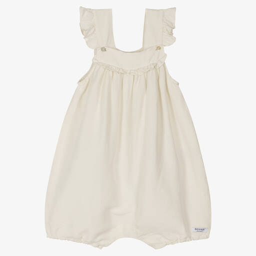 Donsje-Baby Girls Ivory Linen Shortie | Childrensalon Outlet