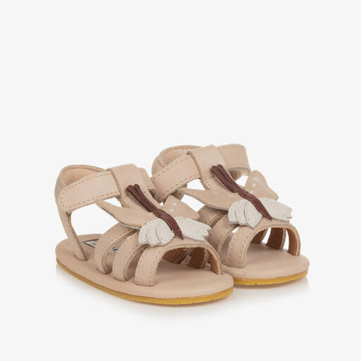 Donsje-Baby Girls Pink Leather Butterfly Sandals | Childrensalon Outlet
