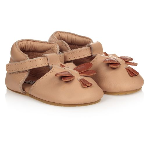 Donsje-Beige Babyschuhe aus Leder | Childrensalon Outlet