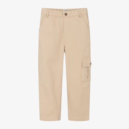 Donsje-Boys Beige Cotton Trousers | Childrensalon Outlet