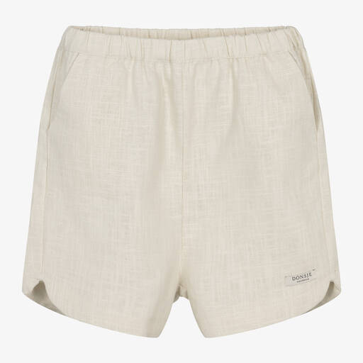 Donsje-Boys Beige Linen Shorts | Childrensalon Outlet