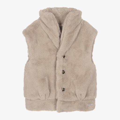 Donsje-Boys Beige Plush Bodywarmer | Childrensalon Outlet