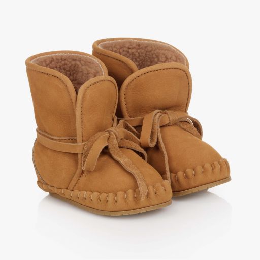 Donsje-Brown Leather Baby Boots | Childrensalon Outlet