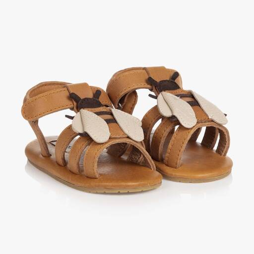 Donsje-Brown Leather Bee Baby Sandals | Childrensalon Outlet