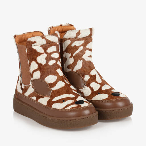 Donsje-Brown Leather Deer Boots | Childrensalon Outlet