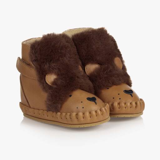 Donsje-Brown Leather Lion Boots | Childrensalon Outlet