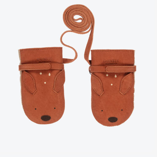 Donsje-Brown Leather Mittens | Childrensalon Outlet