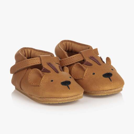 Donsje-Brown Leather Tiger Baby Shoes | Childrensalon Outlet