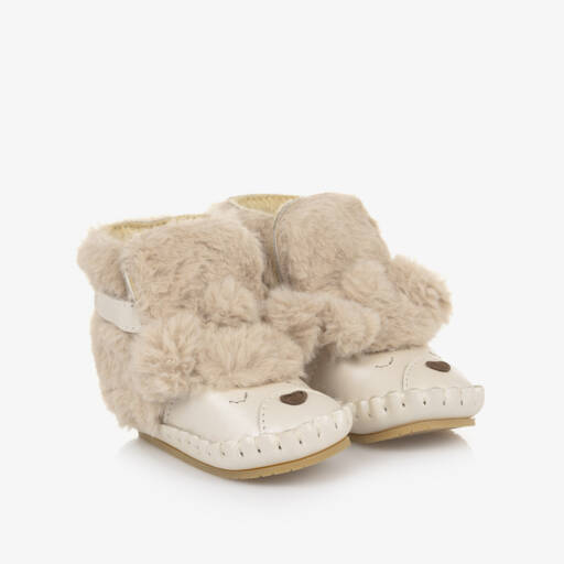 Donsje-Girls Beige Leather Poodle Walkers | Childrensalon Outlet