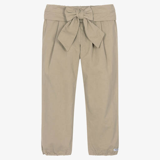 Donsje-Girls Beige Organic Cotton Trousers | Childrensalon Outlet