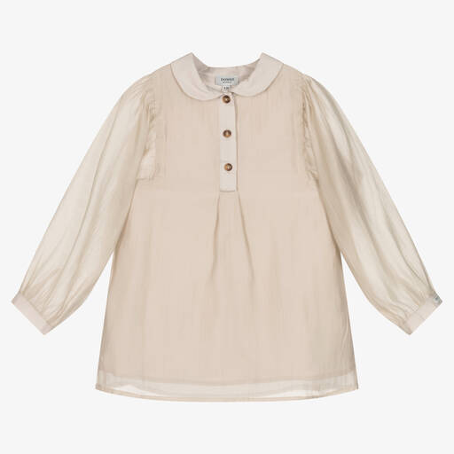 Donsje-Chemisier beige en organza fille | Childrensalon Outlet