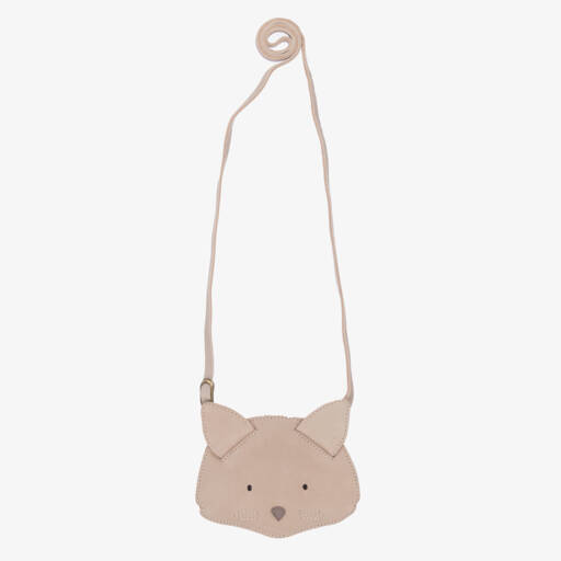Donsje-Girls Grey Leather Cat Purse (12cm) | Childrensalon Outlet