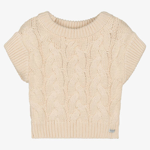 Donsje-Girls Ivory Cable Knit Sweater Vest | Childrensalon Outlet