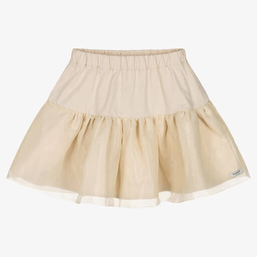 Donsje-Jupe ivoire en coton et organza | Childrensalon Outlet