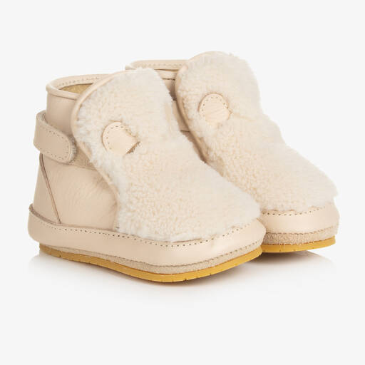 Donsje-Girls Ivory Leather Polar Bear Boots | Childrensalon Outlet