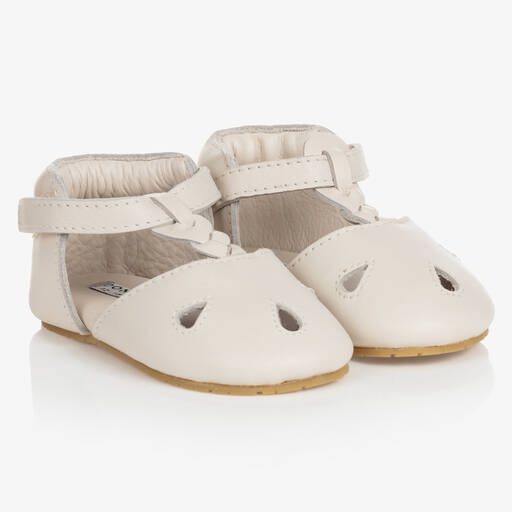 Donsje-Girls Ivory Leather Pre-Walkers | Childrensalon Outlet