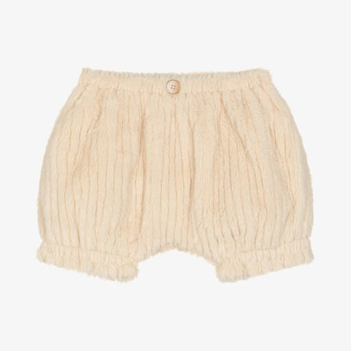 Donsje-Girls Ivory Plush Faux Fur Shorts | Childrensalon Outlet